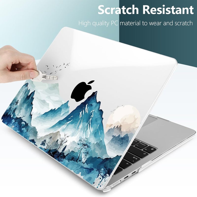 DONGKE Compatible with M4 MacBook Air 15 inch Case 2025 2024 2023 A3241 A3114 A2941 M3 M2 Liquid Retina Display Touch ID, Plastic Hard Case & Keyboard Skin & Screen Protector - Watercolor Mountain - Image 3